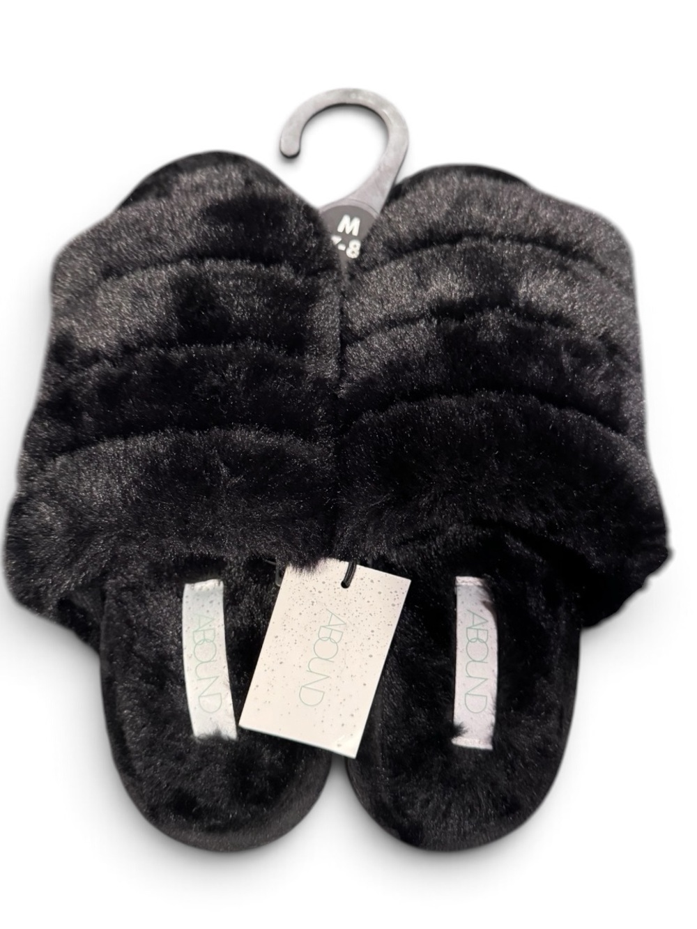 Abound Black Faux Fur Slide Slippers Women’s Size M 7–8